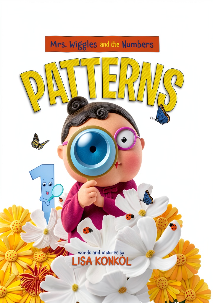 Mrs Wiggles Numbers book open on Kindle device showing colorful illustrations