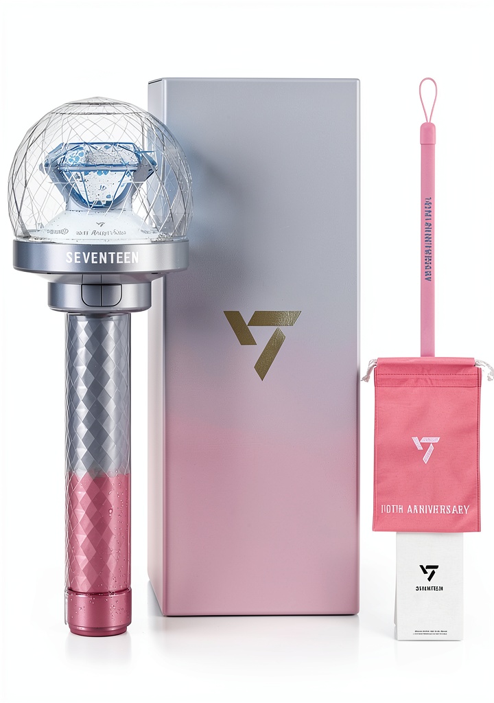SEVENTEEN 10th Anniversary Lightstick showing rose quartz and serenity color gradient
