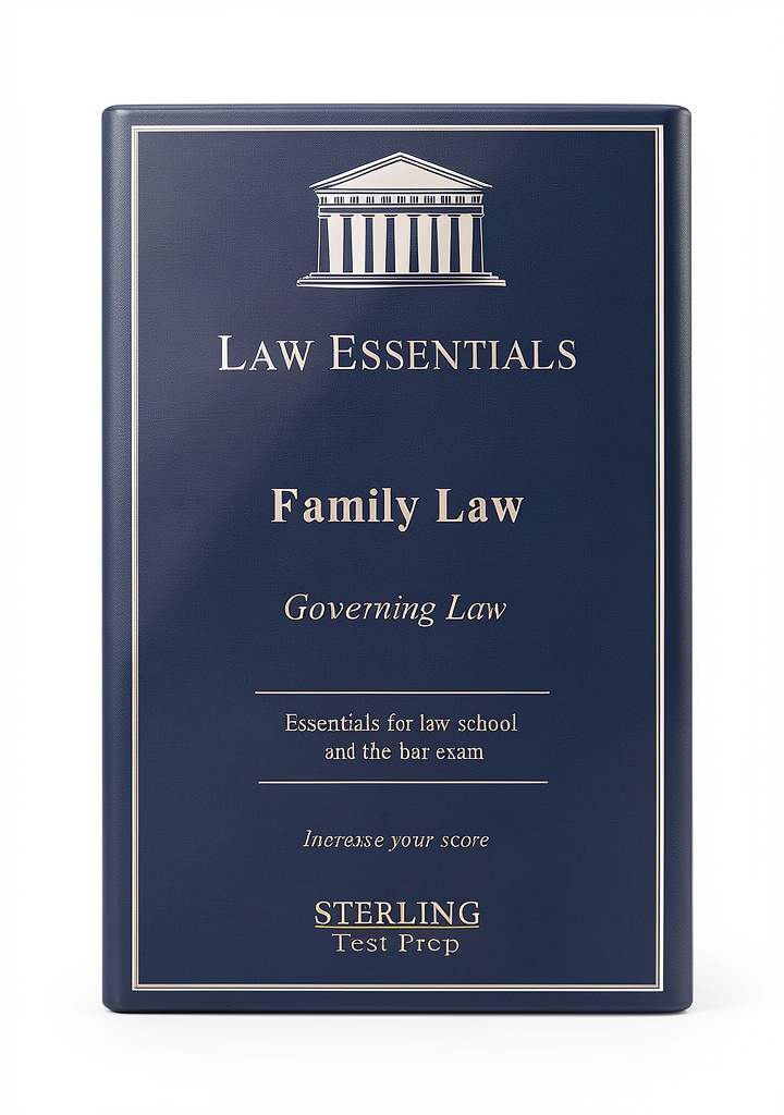 Opening Sterling Education Law Essentials Governing Law Study Guide on a wooden desk