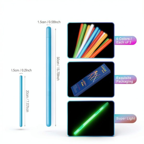 Piaxle Large Glow Sticks 14 Inch Long Lasting Glow-1