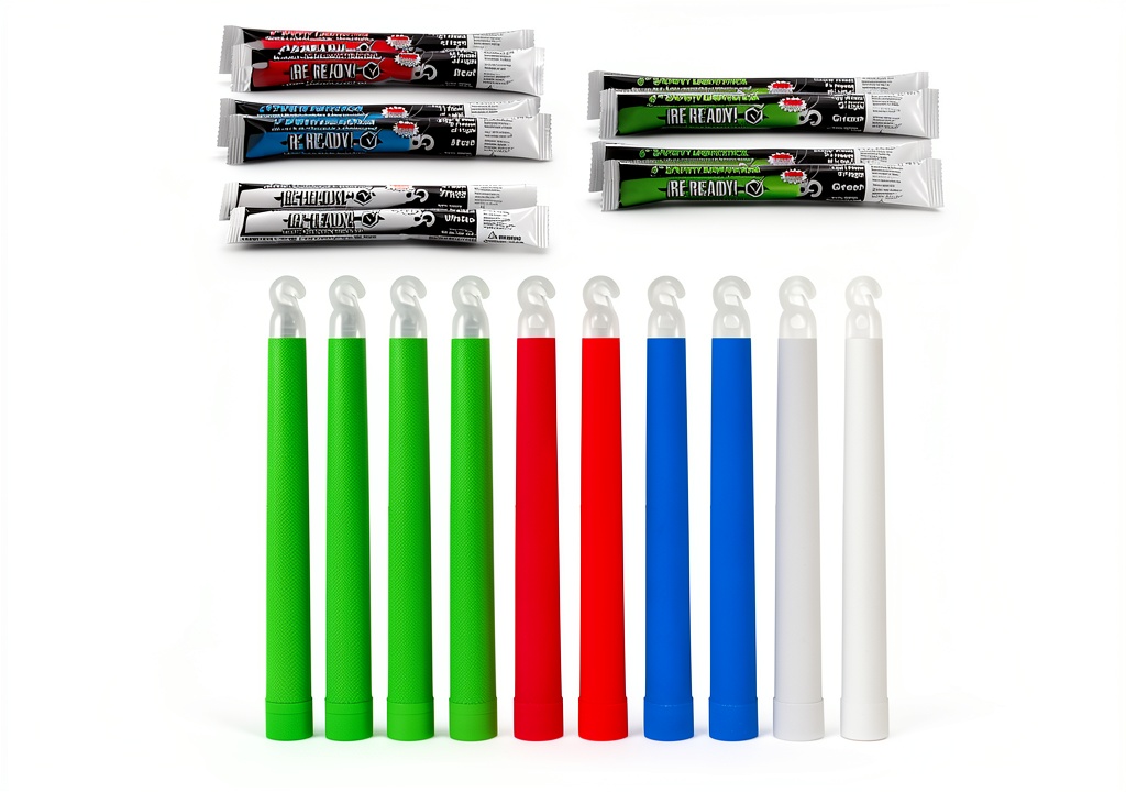 Be Ready glow stick illuminating a dark campsite