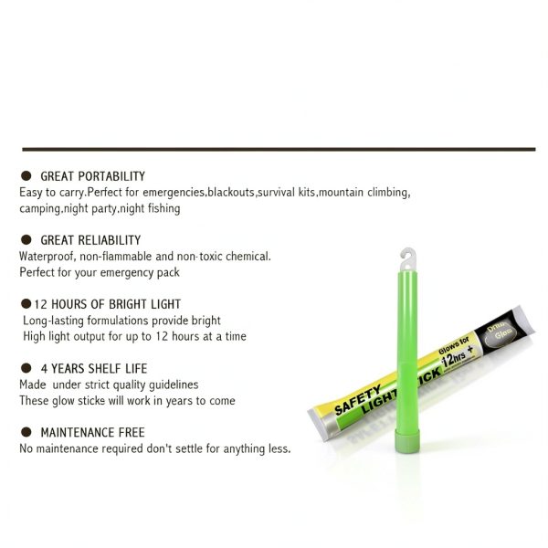 Dream Glow 6 Inch Green Industrial Glow Stick – 12 Pack Bulk-1