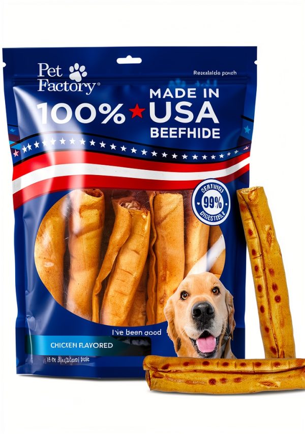 Pet Factory Beefhide Roll Chicken Flavor 15 Count Thick Natural Chew-0