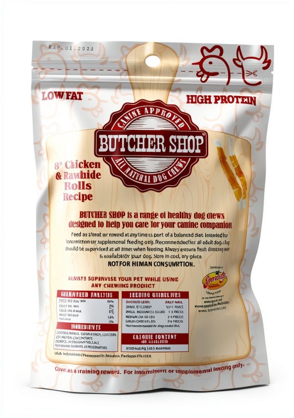 Butcher Shop Chicken and Rawhide Rolls Dog Treats 2 Pack 20 Rolls-2