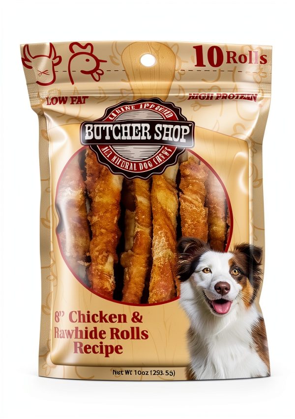 Butcher Shop Chicken and Rawhide Rolls Dog Treats 2 Pack 20 Rolls-3