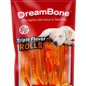DreamBone Triple Flavor Rolls Rawhide-Free Dog Chews 6 Count Pack-0
