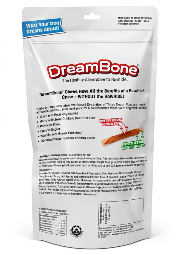 DreamBone Triple Flavor Rolls Rawhide-Free Dog Chews 6 Count Pack-1