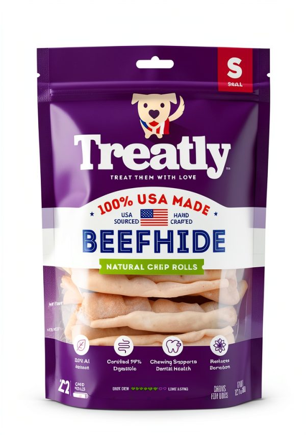 USA Beefhide Chip Rolls Treatly 5-6 in Natural Flavor 22 Count-0