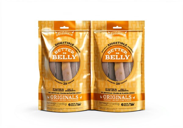 Better Belly Highly Digestible Rawhide Small Roll Chews, Treat Your Dog to a Chew with NO Artificial Colors or Flavors 6ct. 2pk-0
