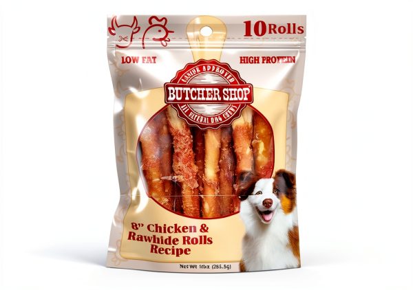 Butcher Shop Chicken and Rawhide Rolls Dog Treats 2 Pack 20 Rolls-1