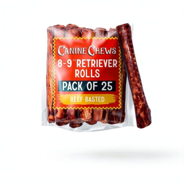 Canine Chews Beef Basted Rawhide Rolls for Large Dogs 25pk-1
