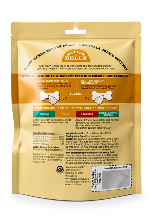 Better Belly Highly Digestible Rawhide Small Roll Chews, Treat Your Dog to a Chew with NO Artificial Colors or Flavors 6ct. 2pk-1