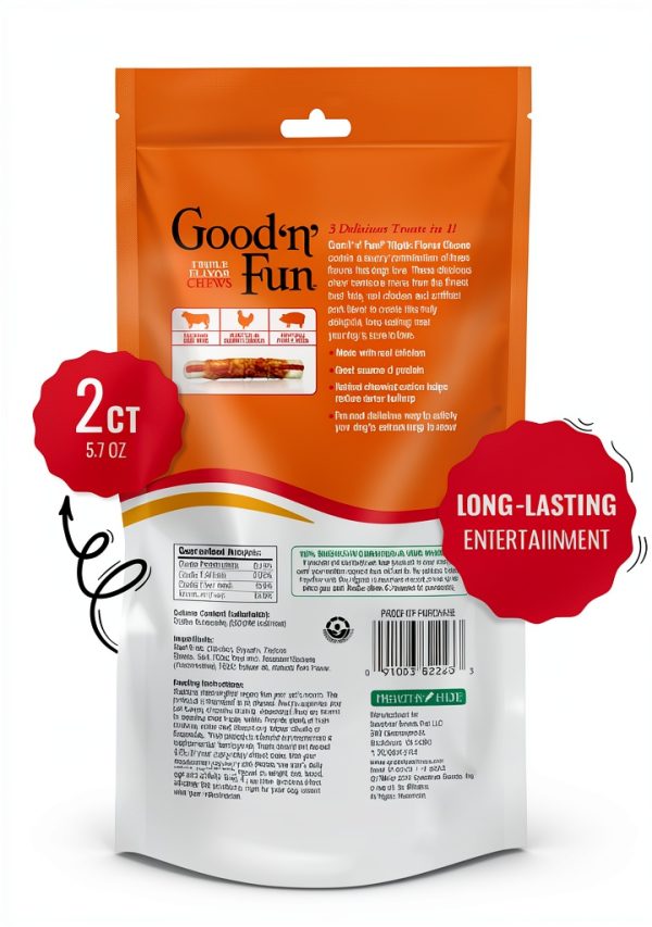 Good ‘n’ Fun Triple Flavor Chews for Dogs – Beef Hide Chicken Jerky-1