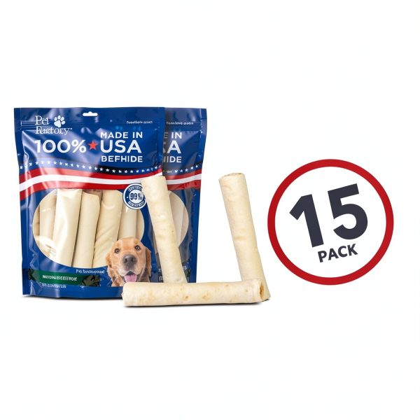 Pet Factory Beefhide Rolls 8 Inch Natural Flavor Chew Treats 15 Count-3