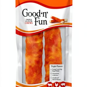 Good ‘n’ Fun Triple Flavor Chews for Dogs – Beef Hide Chicken Jerky-0