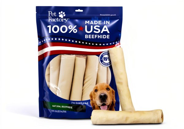 Pet Factory Beefhide Rolls 8 Inch Natural Flavor Chew Treats 15 Count-0